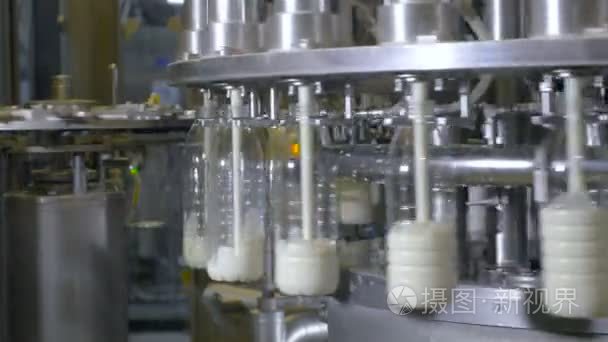 塑料瓶灌奶。牛奶和牛奶制品生產(chǎn)線